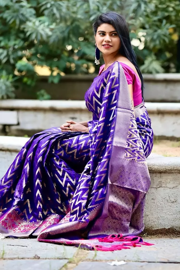 Purple Color Traditional Saree For Wedding