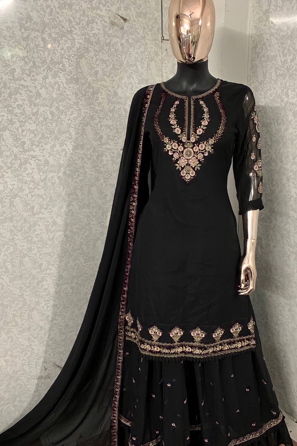 Beautiful Black Salwar Suit Lehenga